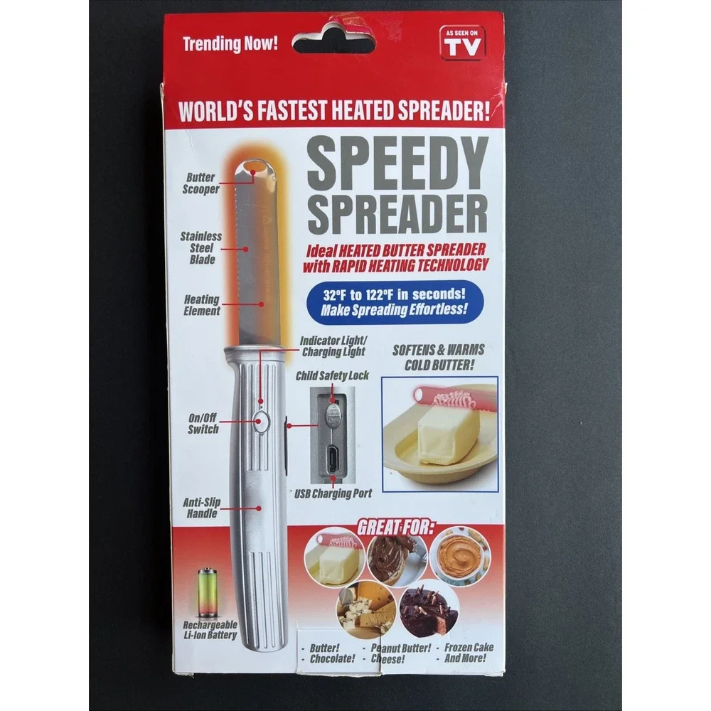 Speedy Spreader Heated Butter Knife As Seen On TV Rechargeable Stainless Steel
